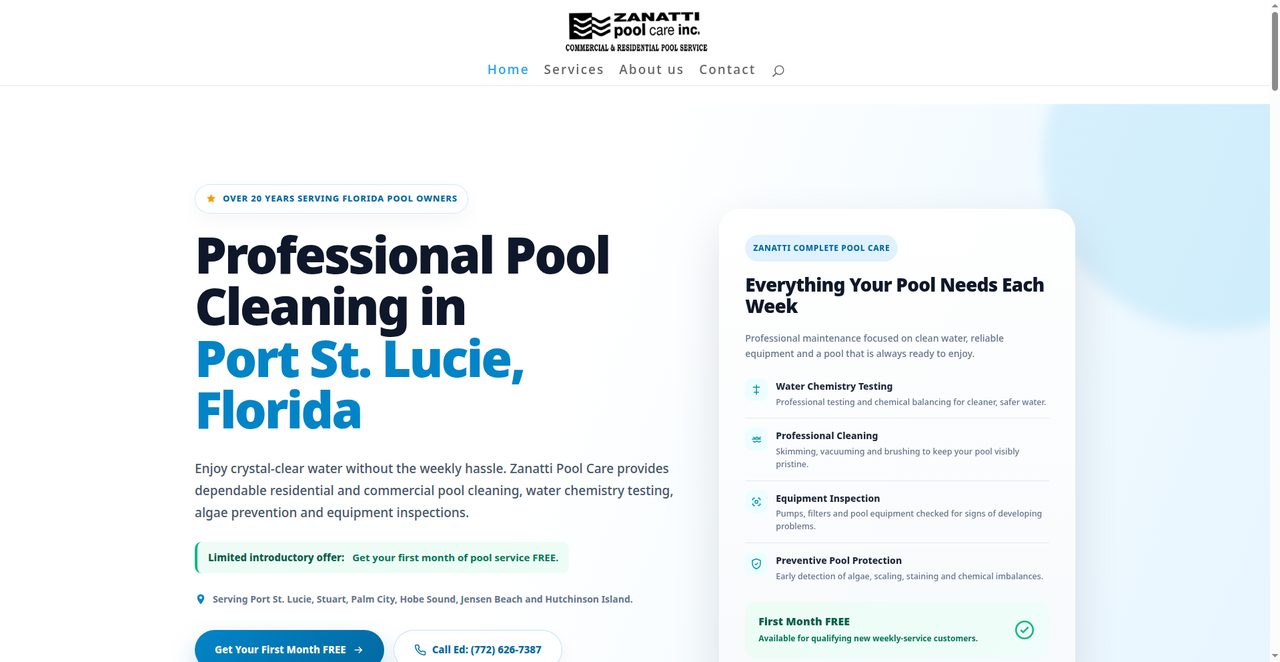 Zanatti Pool Care website