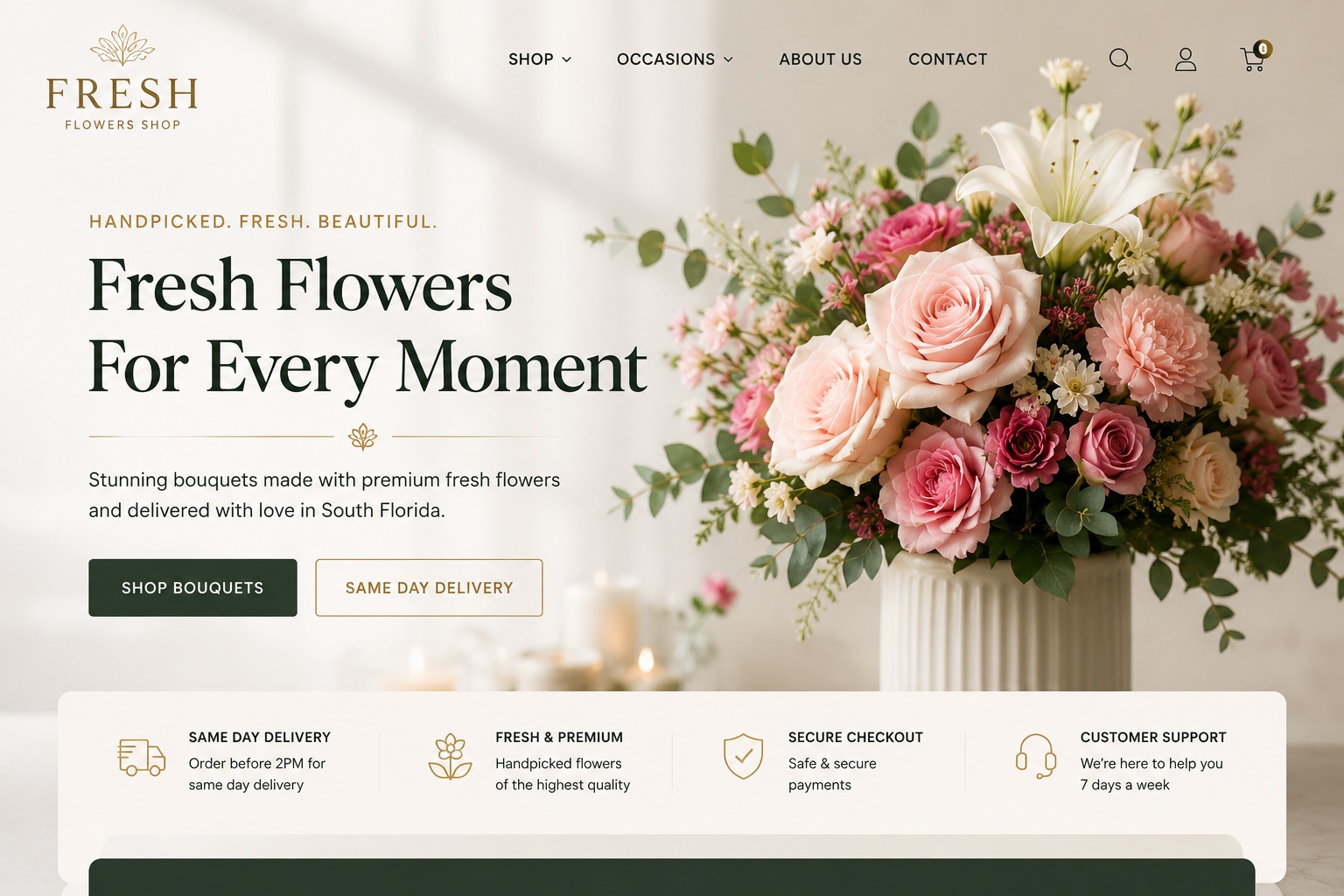 Fresh Flowers Shop E-commerce Florist Web Design