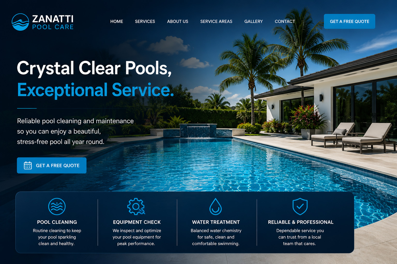 Zanatti Pool Care Contractor Website Design