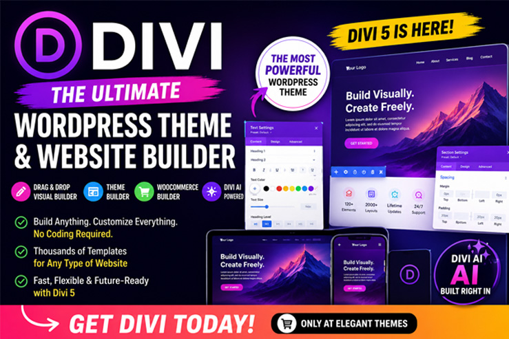 A user reviewing the Divi website builder on a laptop, showcasing its features.